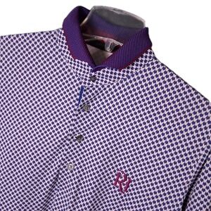 Greyson Men's Medium Golf Polo Allover Logo Stretch Performance Rolling Hills CC